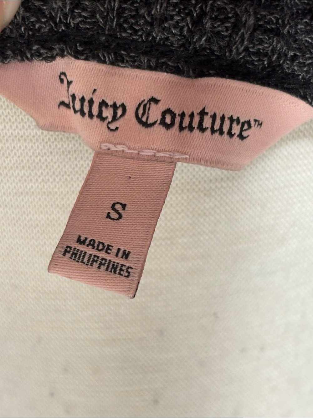 Juicy Couture Charcoal Gray Ribbed Cold Shoulder Rhinestone Neckline Top Small - Picture 6 of 7